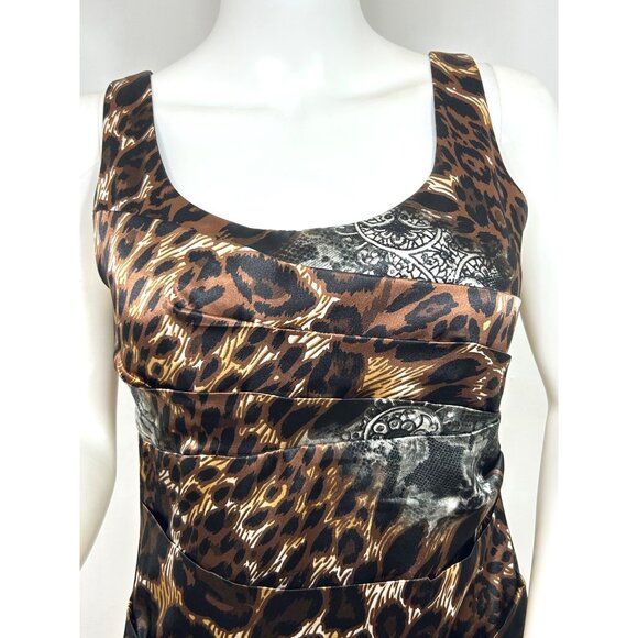 Bisou Bisou Dress 4 Mini Animal Print Brown Grey Sleeveless Party Occasion Gift - Picture 7 of 17